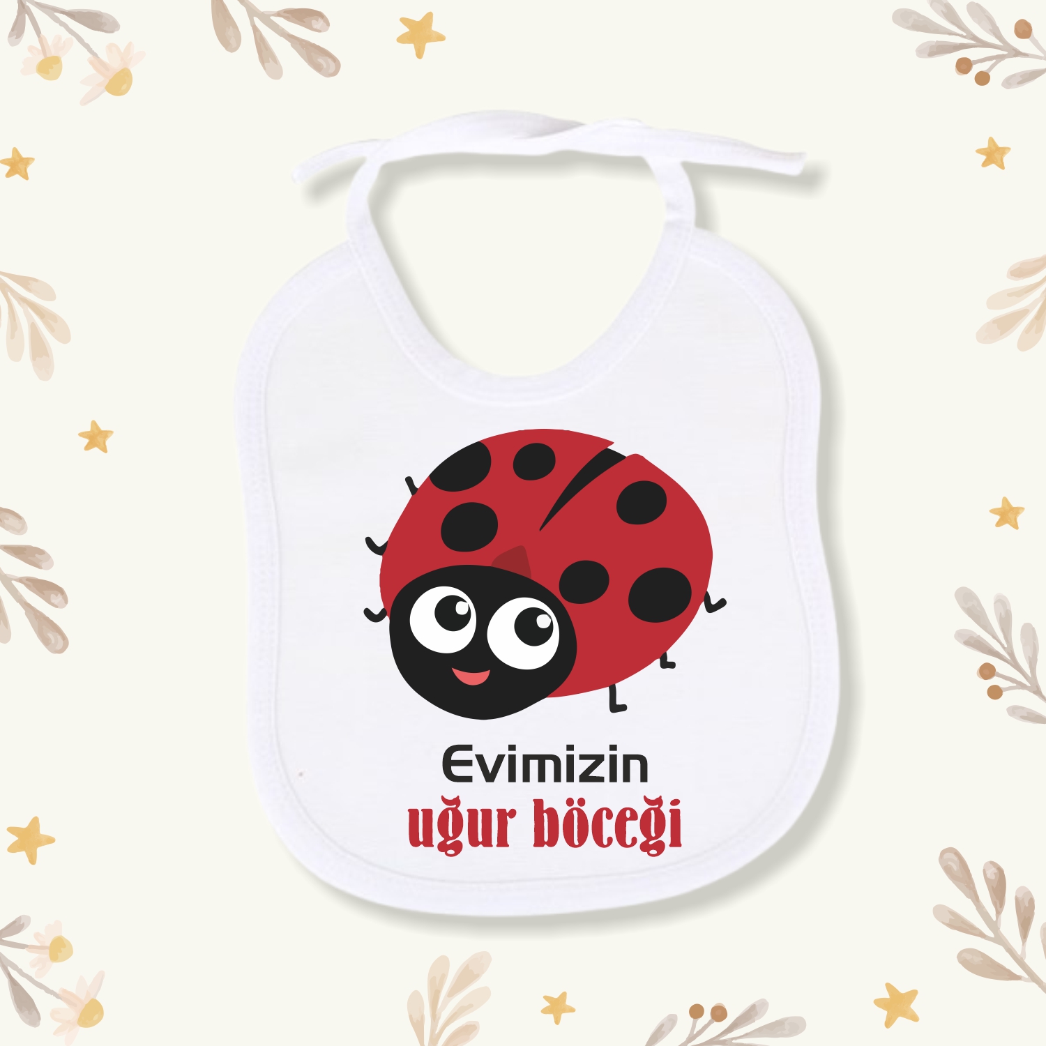 Baskılı Keten Mama Önlüğü